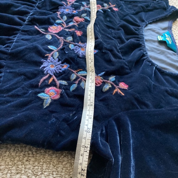 April Cornell Jewell Collection Midnight Blue Velvet Dress Sz M Embroidered - Picture 9 of 13